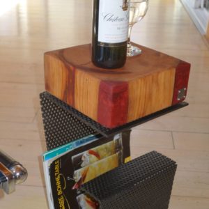 Northern Cube Quarter Hole – Cherry Resin Side table